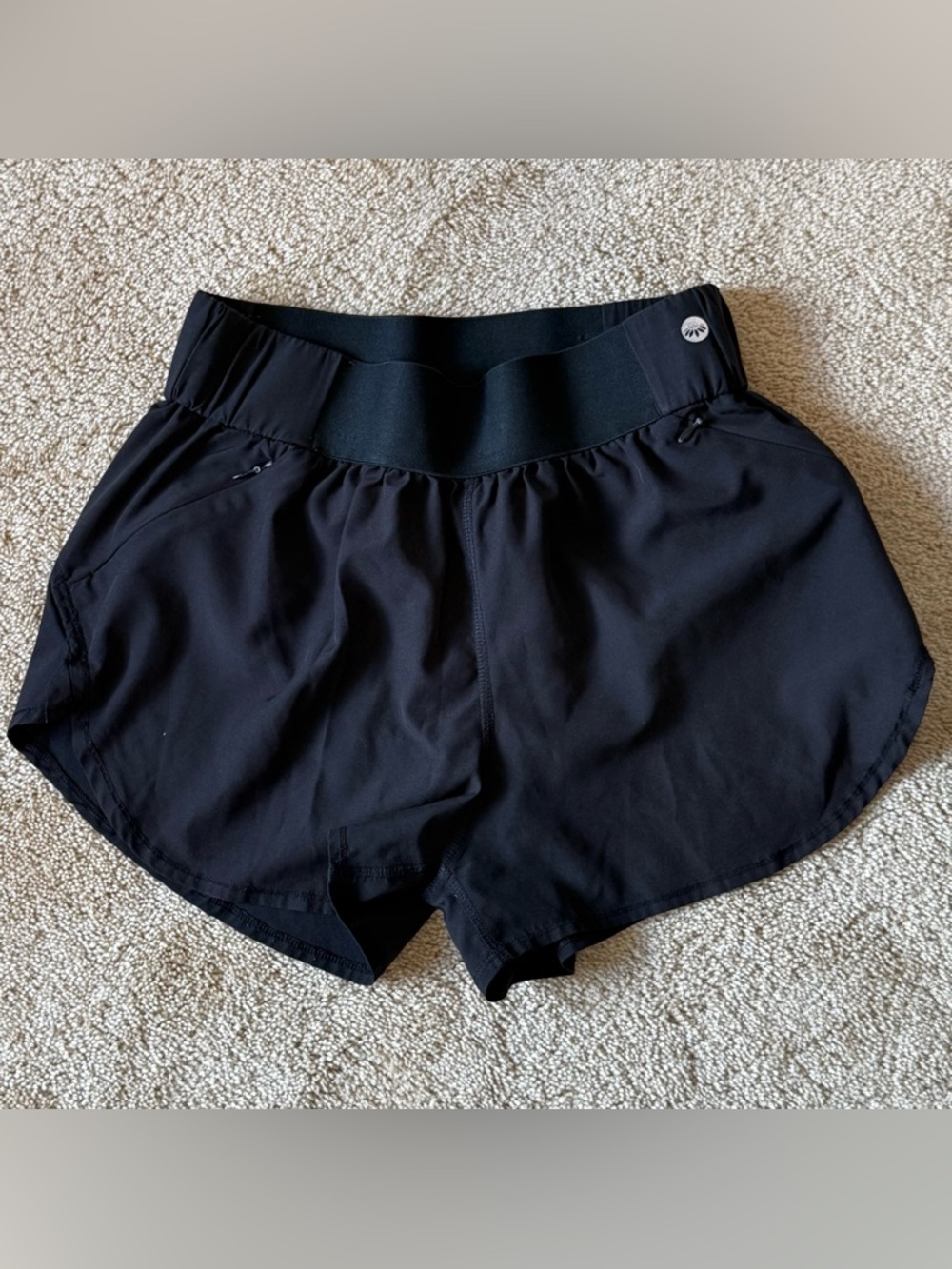 Senita Running Shorts Black Filly Lined Size  Medium Zippered Pockets